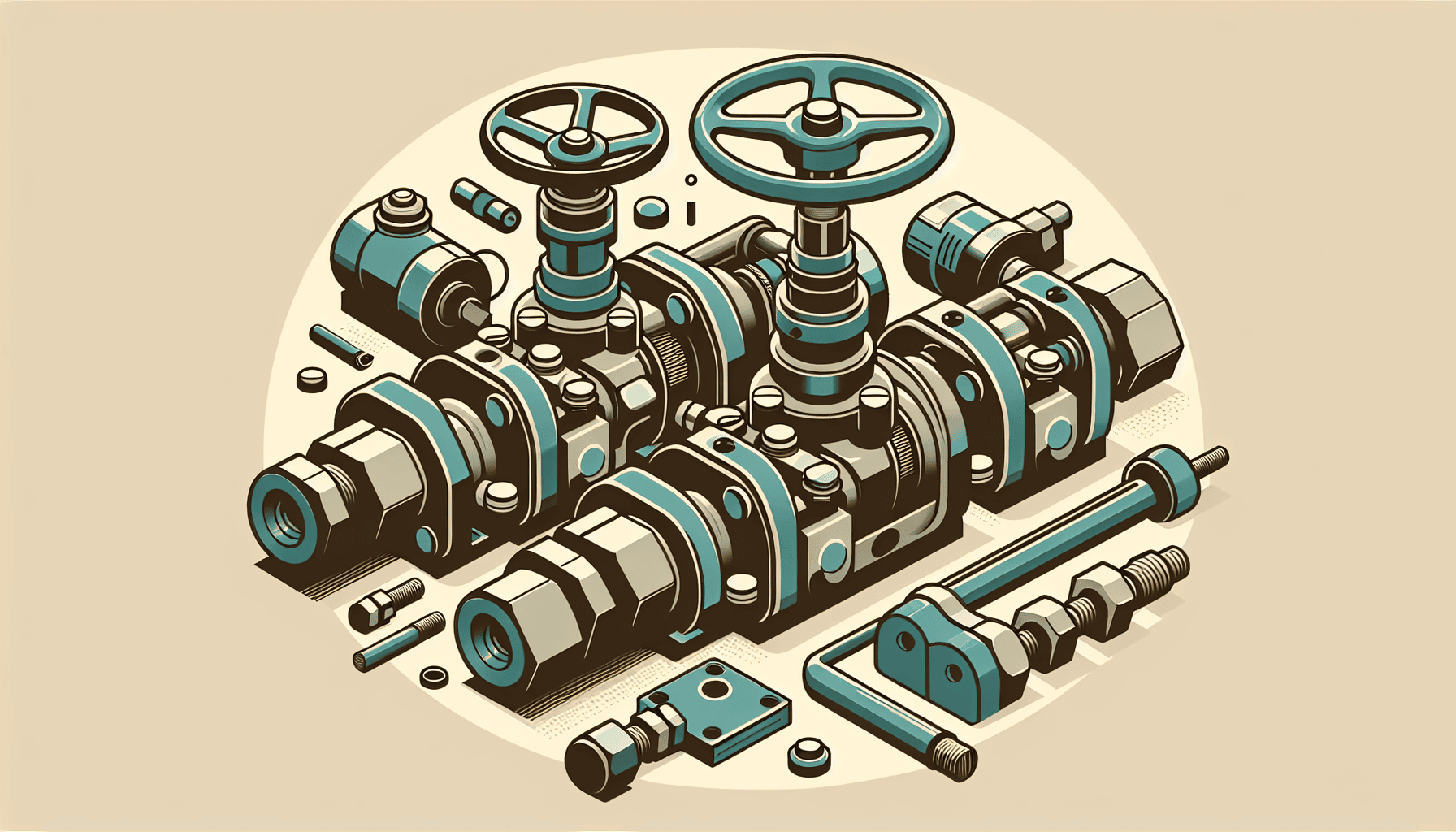 Technical illustration of industrial valve components for fluid control in agricultural and manufacturing systems.