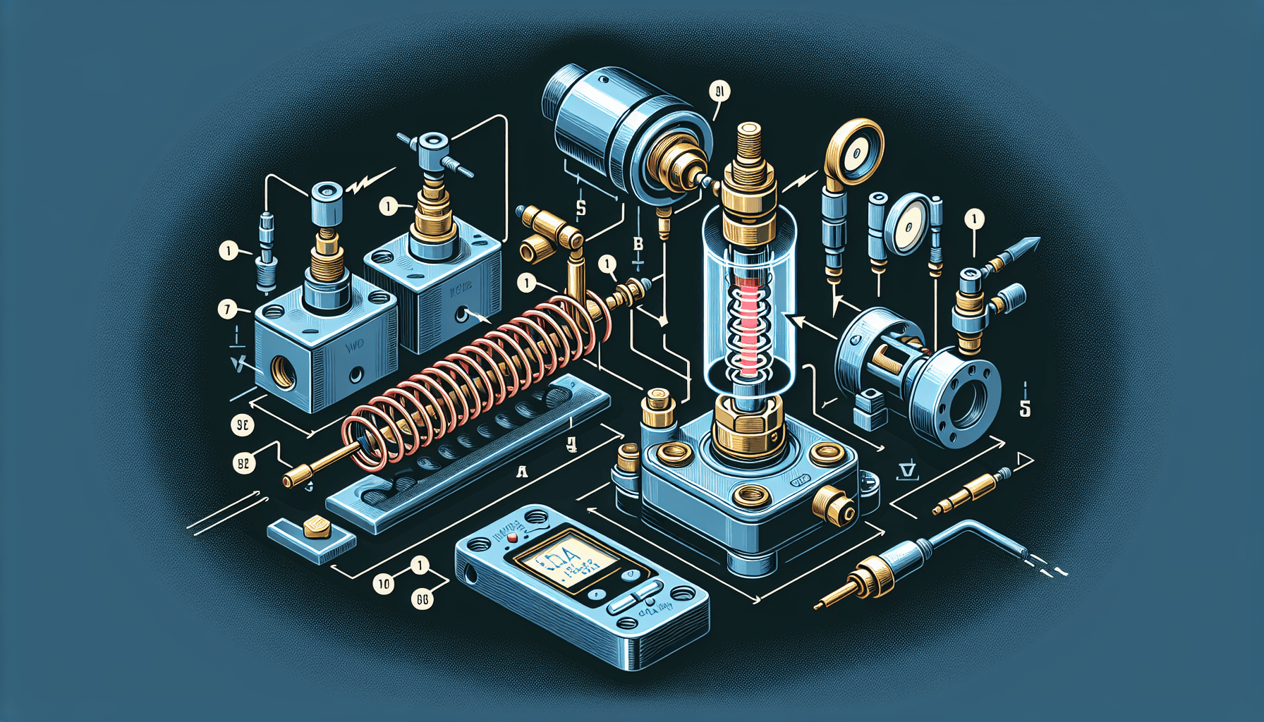 Detailed diagram of a solenoid valve system showing components, electrical connections, and flow pathways for industrial use.